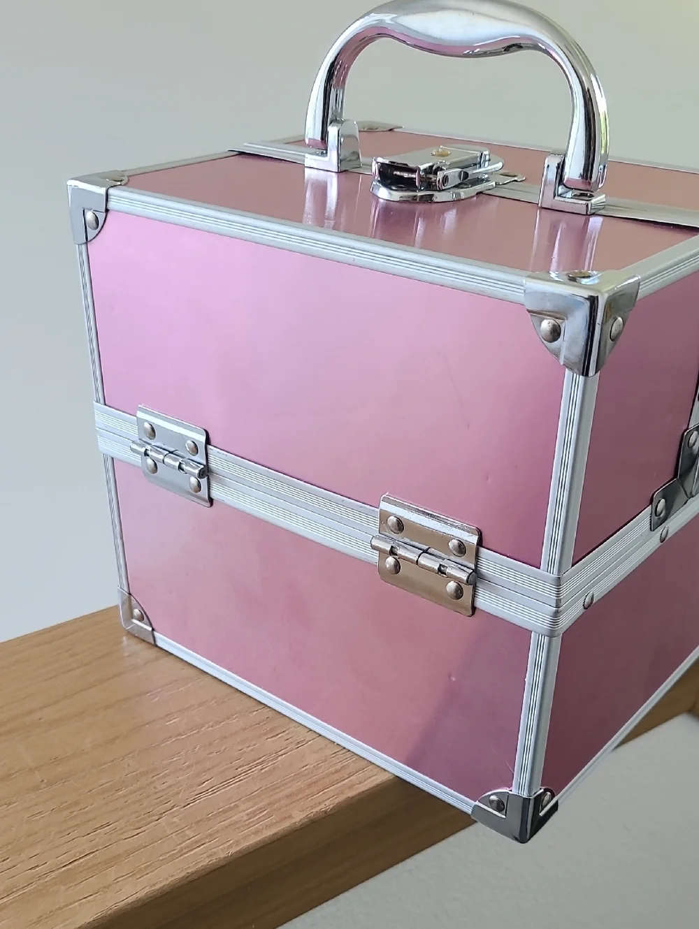 Caboodles Metallic Pink Train Case Makeup Box